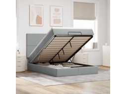 Vidaxl Estrutura Cama Otomana Colchão 140x200cm Tecido Cinzento Claro