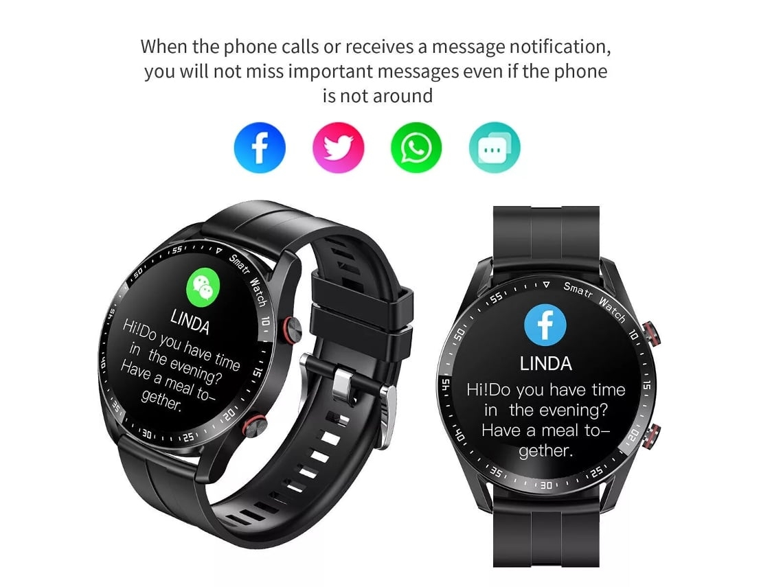 Smart Watch Bluetooth Chamada 1 3 Polegadas Monitoramento De Saúde Masculino / Feminino Preto Yunzii