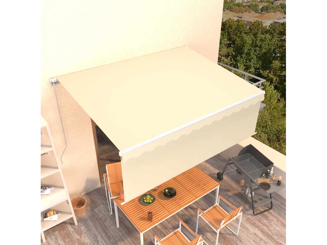 Vidaxl Toldo Retrátil Manual Com Estore 4x3 M Cor Creme