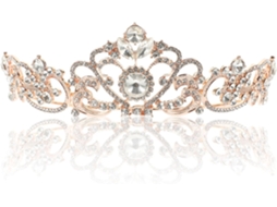 Tiara de casamento em liga metálica com cristais brilhantes, acessório elegante.