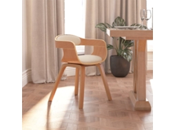 Vidaxl Cadeira De Jantar Madeira Curvada E Couro Artificial Cor Creme