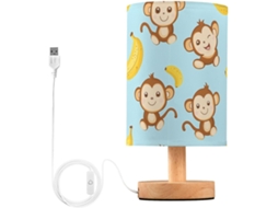 Abajur De Cabeceira Kcldeci Em Design Animado Estilo Macaco Para Quarto, Casa De Campo, Mesa De Cabeceira, Luminária de