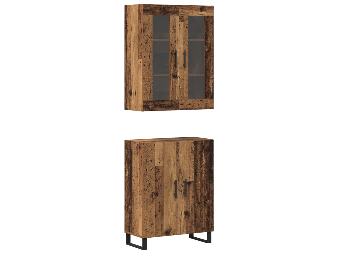 Conjunto 2 Armazenamento Moderno Vidaxl Castanho Derivados De Madeira (69,5 X 34 X 180 Cm)