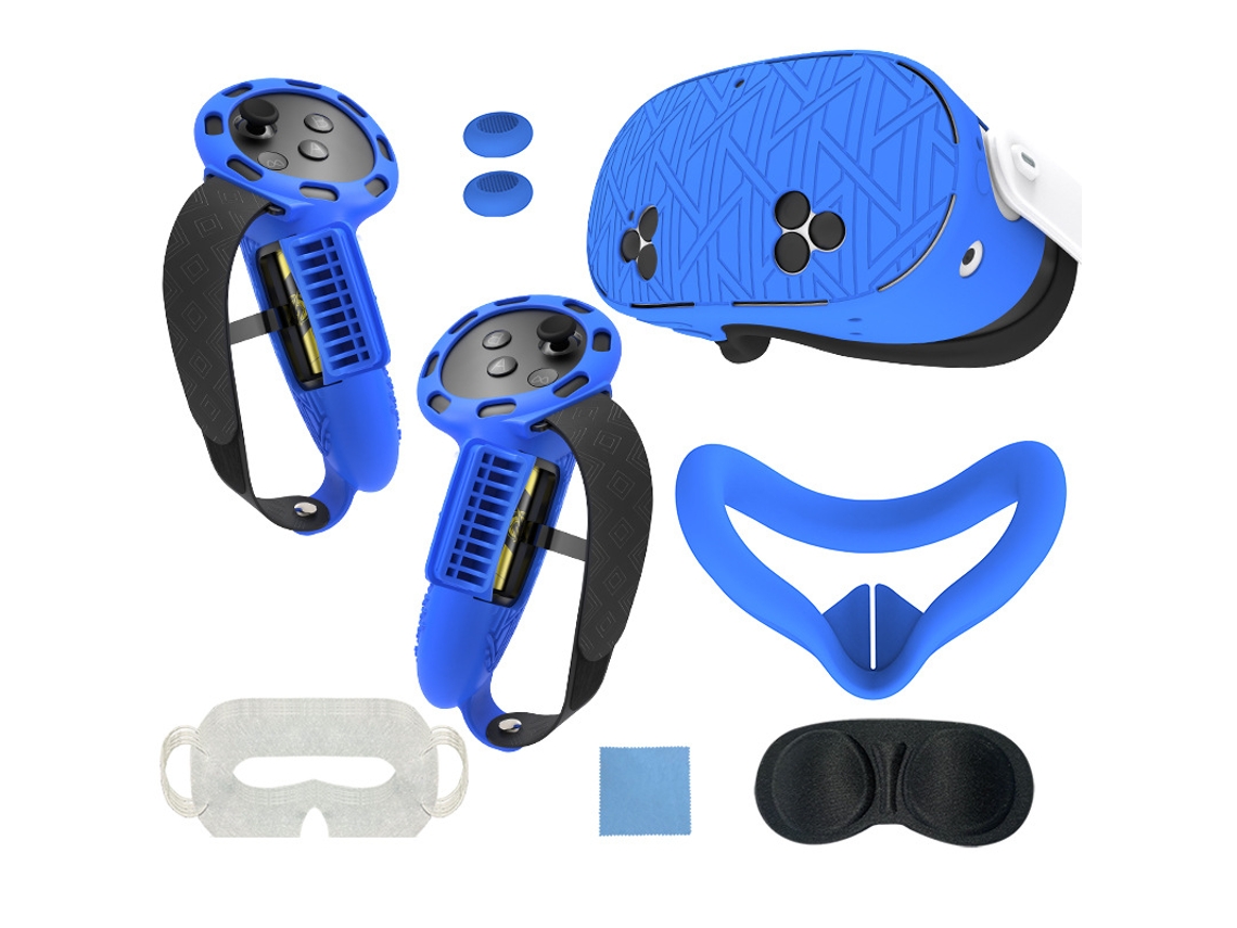 Capa Protetora Para Meta Quest 3s, Versão Com Alça Longa Em Silicone (azul) Cuich