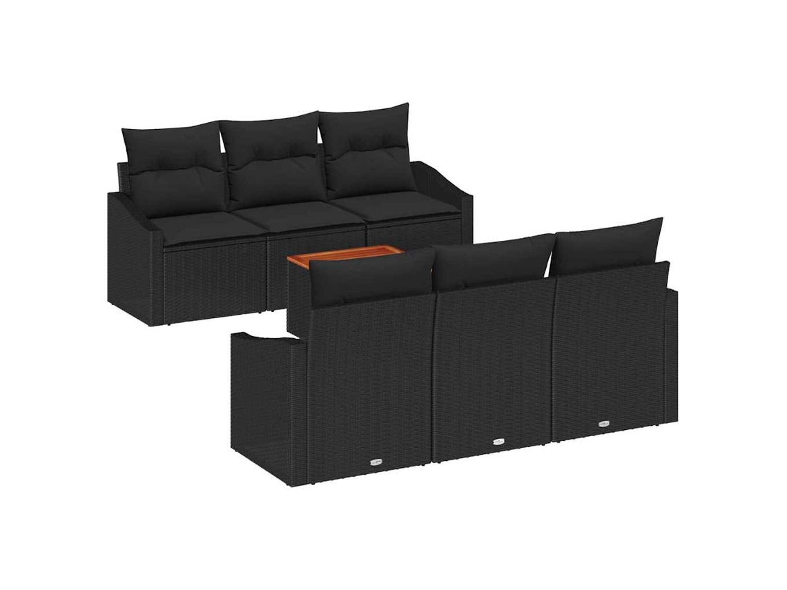 Conjunto de sofá de jardim 7 peças Preto Vime Pe MAISON EXCLUSIVE