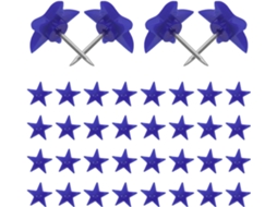 Conjunto Kombuida De 50 Tachinhas Decorativas Em Formato Estrela, Em Plástico Azul E Metal, Para Cortiça Quadros