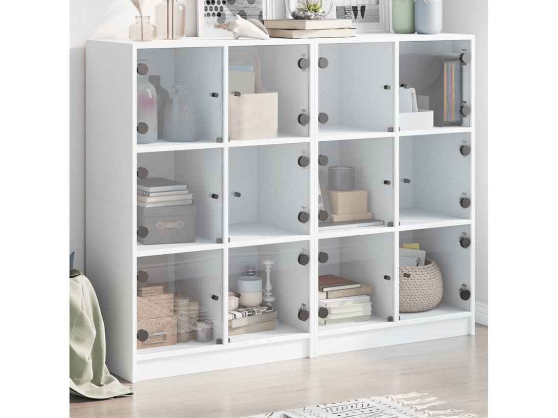 Vidaxl Estante C/ Portas 136x37x109 Cm Derivados Madeira Branco