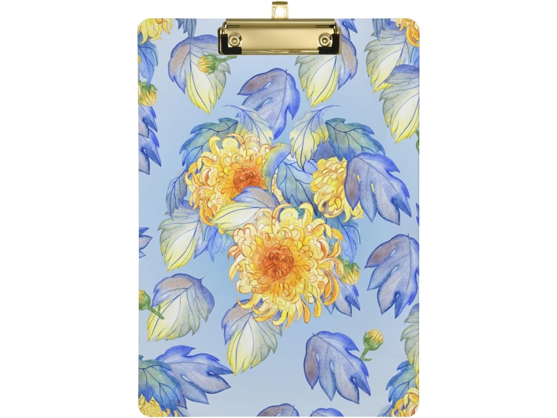 Aquarela Prancheta Com Crisântemo, Flores Amarelas, Transparente, A Prancheta