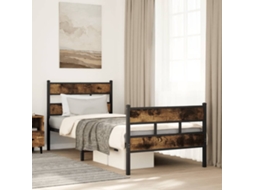 Estrutura De Cama Sem Colchão 100x190 Cm Metal Carvalho Fumado