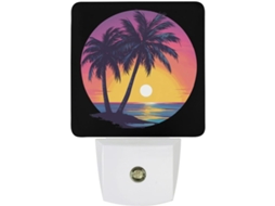 Luminária noturna clássica em formato de coqueiro, conectada à tomada, LED com sensor crepuscular.