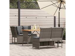 Vidaxl 3 Pcs Conjunto Sofás De Jardim C/ Almofadões Vime Pe Cinzento