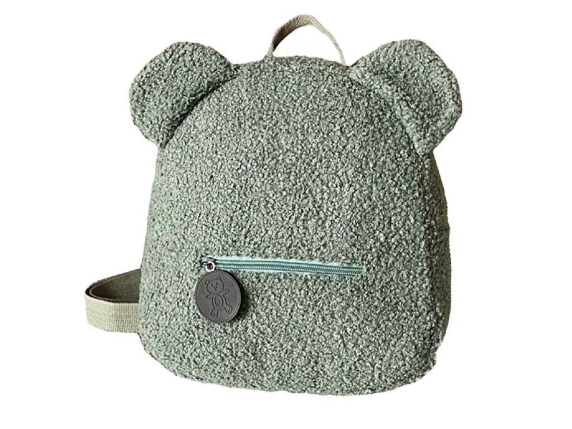 Mochila Pelúcia Macia Ursinho Verde