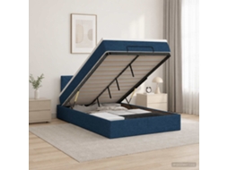 Vidaxl Cama Ottoman Com Colchão E Led Azul 120 X 190 Cm Tecido