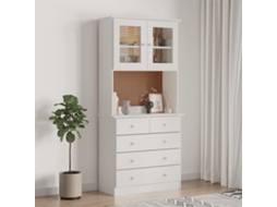Aparador Alto 77x35x165 cm Madera Maciza de Pino Blanco
