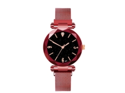 Relógio de pulso masculino Zhoulianfa com mecanismo de quartzo e pulseira de malha, estilo casual e profissional (vermelho)