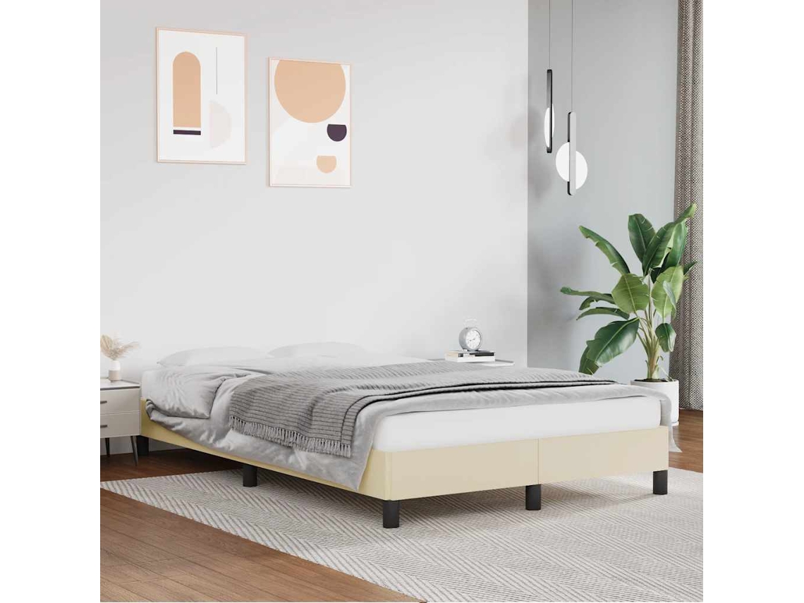 Vidaxl Moldura De Cama Sem Creme De Colchão 120x190 Cm Couro Do Falso