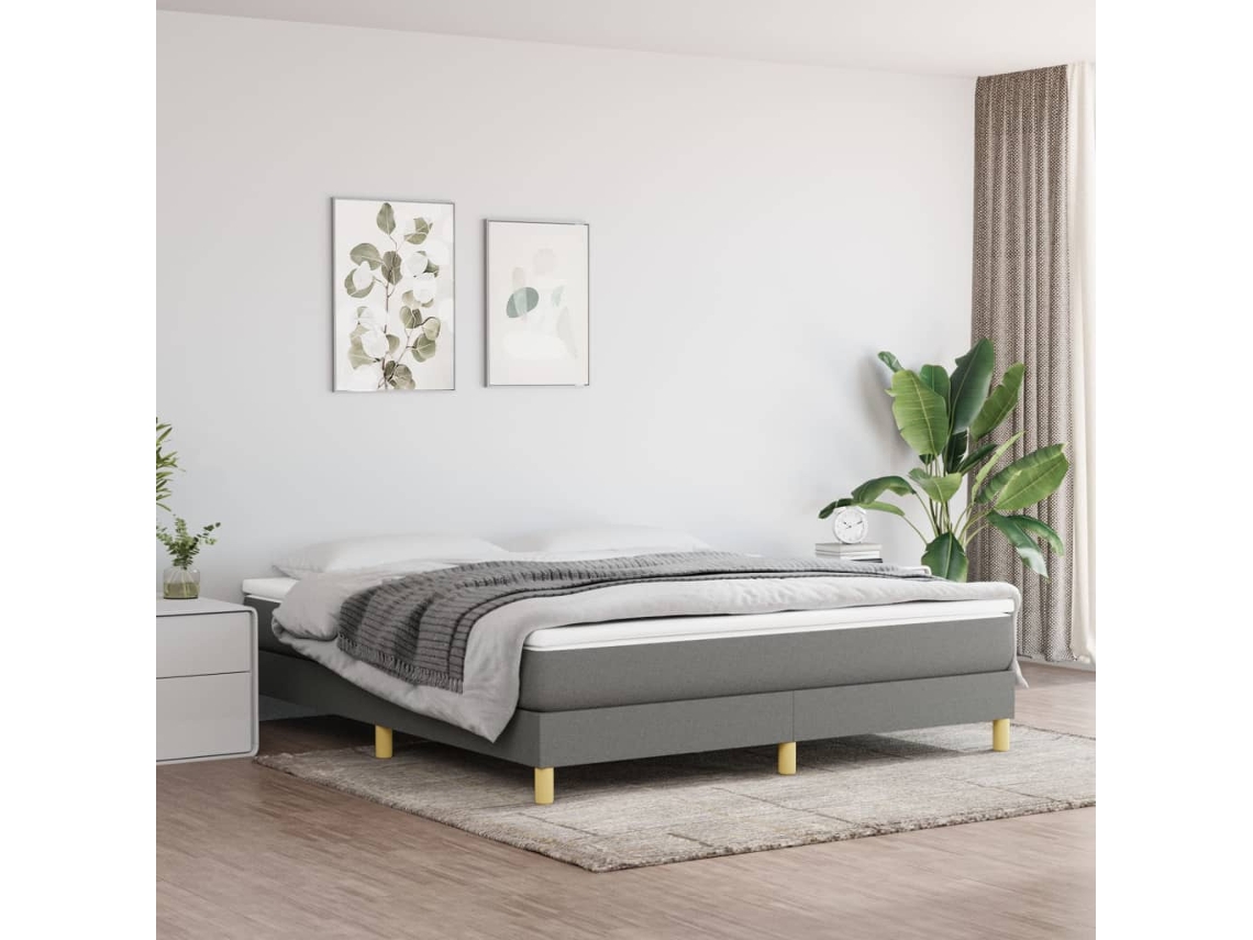 Vidaxl Estrutura De Cama Com Molas 160x200 Cm Tecido Cinzento-escuro