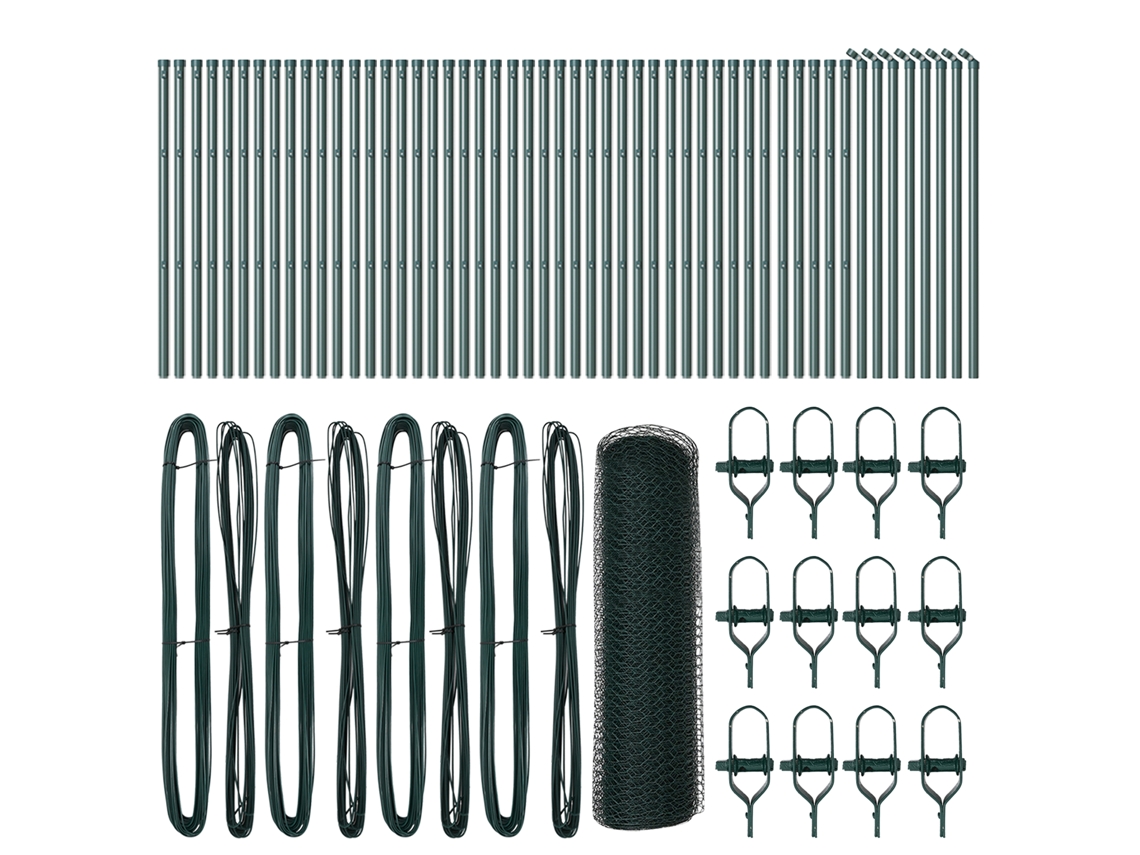 Conjunto 1 Cerca Para Jardim Vidaxl Verde Aço (100 X 0,5 M)
