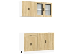 Kitchen Cabinet Set, Kitchen Cabinet Sets Vidaxl Marrom Madeira Processada (n/a)