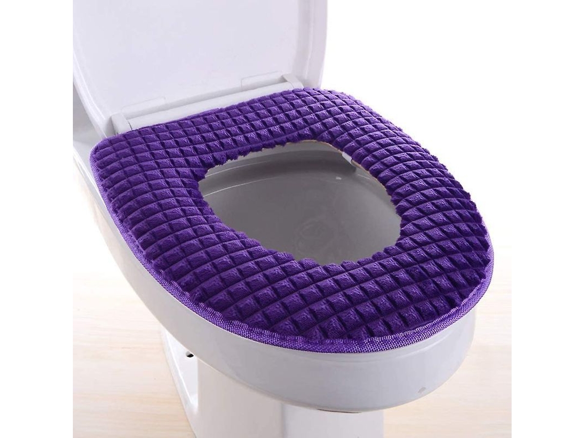 Fasst tapa de Asiento de Inodoro Suave Y Caliente de Plush Y Cuero Pu Impermeable para Baño 16.9x14.5 Pulgadas CUIDADOS