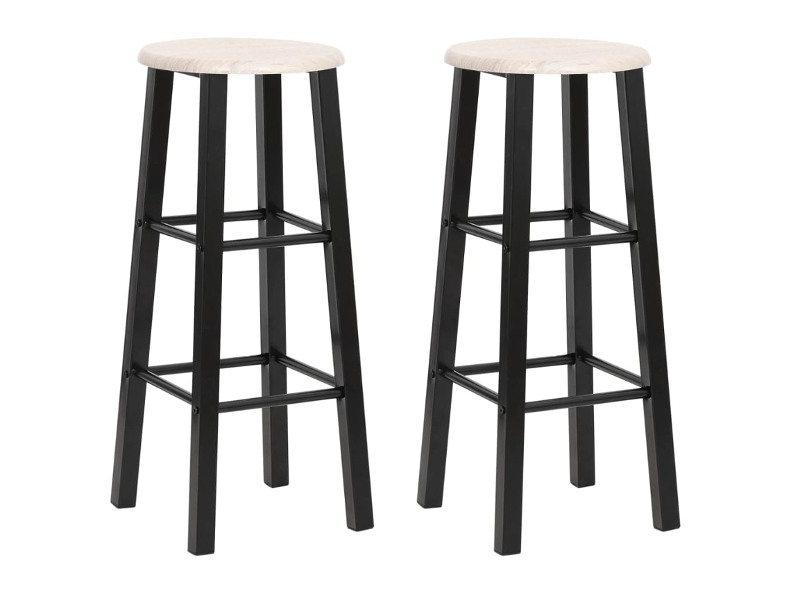 Vidaxl Bancos De Bar 2 Pcs Mdf Preto