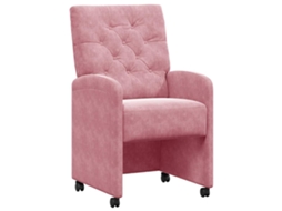 Conjunto de 2 Cadeiras de Jantar com Rodas Rosa em Veludo 58x67x97 cm MAISON EXCLUSIVE