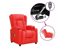 Vidaxl Poltrona De Massagens Elétrica Couro Artificial Vermelho