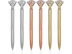 Conjunto De 6 Canetas Metálicas Em Formato Diamante Elegantes