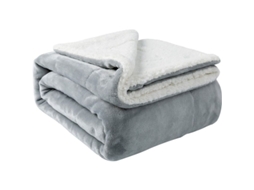 Manta Sherpa Suave para Invierno Microfibra Reversible Ligera Cojin 50x60 Pulgadas Gris Claro
