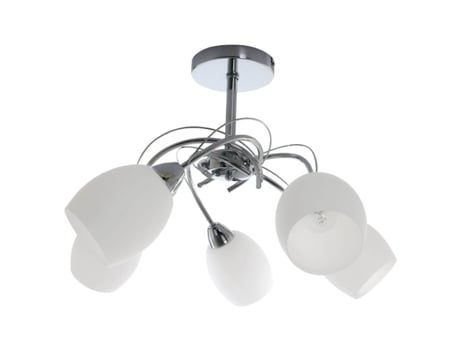 Lâmpada de Tecto Pisa In Metal Vidro Crómio Branco 58X58X38 Cm EPIKASA