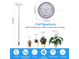 Lâmpada Led Para Cultivo De Plantas Em Vasos, Espectro Completo, Altura Ajustável, 5 Níveis De Brilho. Aquaforge