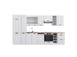 Cozinha Fame-Line, 355 cm, PT Carvalho, Country branco/branco VICCO