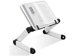 Suporte Para Notebook Ajustável Multifuncional Com Clip Para Livros Ergonômico Plegável De Alumínio