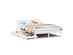 Estrutura de Cama com Gavetas 120x200 cm Pinho Maciço Branco MAISON EXCLUSIVE