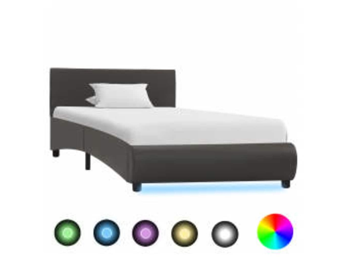Bed Frame, Bed Frames Vidaxl Cinzeto Couro Artificial (100 X 200 Cm)