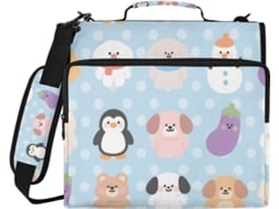 Bolsa Organizadora Atraente com Zíper de 3 Argolas, Alça Ombro e Mão, Fácil Transportar, Armazenamento Portáti