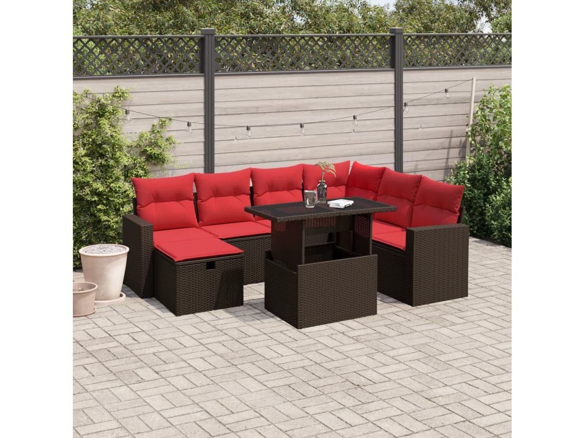 Conjunto de Sofá de Jardim com 4 Peças e Almofadas em Rattan Sintético Cinzenta VIDAXL