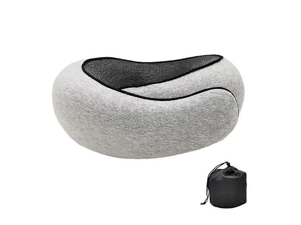 Travesseiro de Viagem Cervical Formato U, com Espuma Viscoelástica, para Massagem Cervical, para Voos e para Apoio Cervical, Claro, Cinza AQUAFORGE