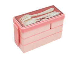 Caixa de Lanche Bento de 3 Camadas, 4 Compartimentos | S/MARCA
