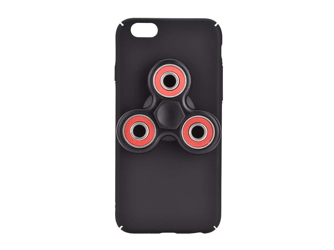 Capa de Telefone com Fidget Spinner para iPhone em Preto e Vermelho