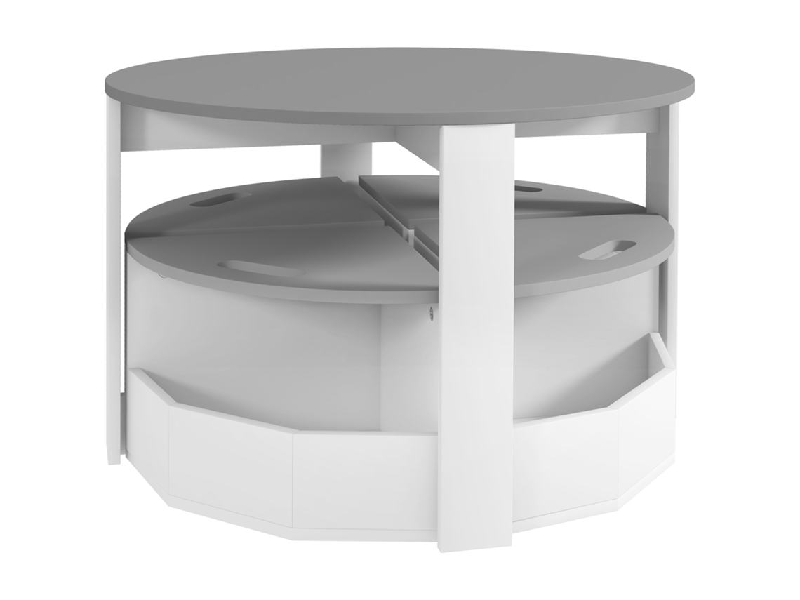Conjunto Com Mesa, Cor Cinza, Em Madeira E Aço, Para Crianças