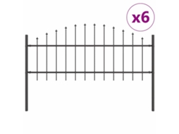 Conjunto 6 Barreira De Jardim Vidaxl Cinzento Aço Revestido A Pó (170 X 115 Cm)