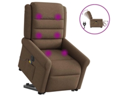 Vidaxl Poltrona Elétrica Elevatória Massagens Tecido Castanho