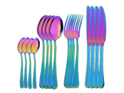 16 Peças Conjunto De Utensílios Inox Multicolorido Para 4 Pessoas