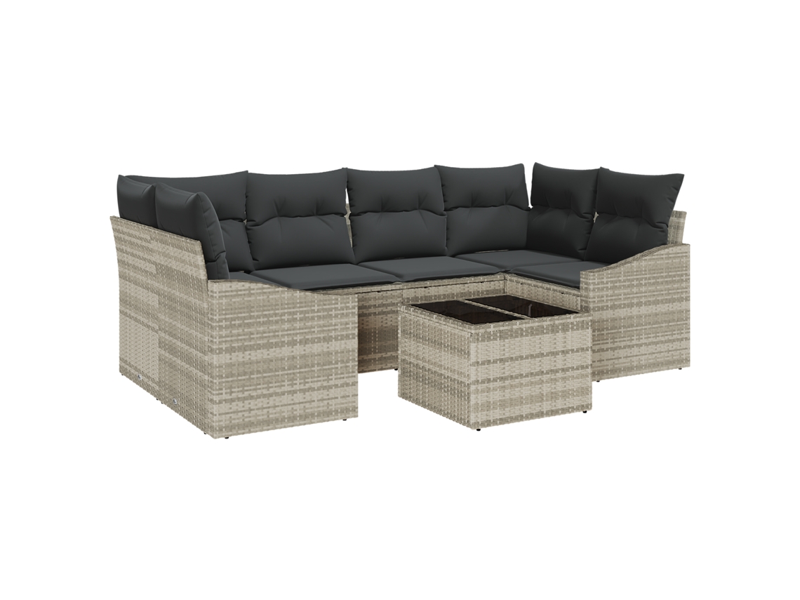 Conjunto 7 Sofá De Jardim Vidaxl Cinzento-claro Vime Pe (55 X 55 X 37 Cm)