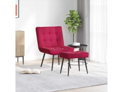 Vidaxl Cadeira De Descanso Com Banco Veludo Vermelho Tinto