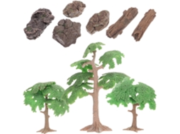 Inoomp Miniaturas Simuladas de Troncos de Árvores e Pedras, 9 Peças, Decoração Detalhada para Jardim e Mesa, Ornamento CHABERLU