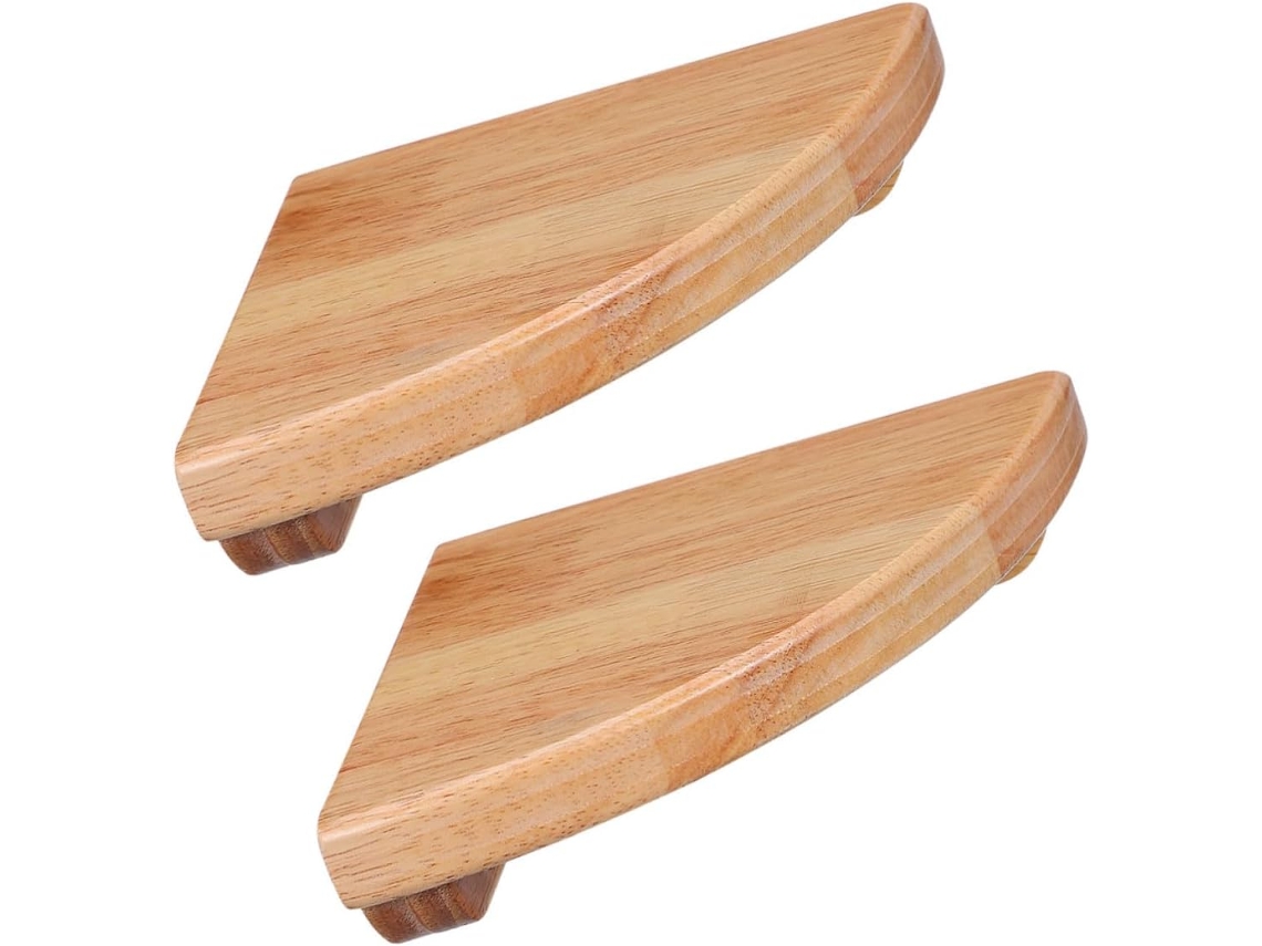 Prateleira De Canto Em Forma Leque Madeira Seringueira Amosfun 15cm 6 Polegadas, 2 Peças, Para Otimizar O Espaço No