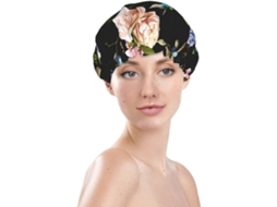 Touca De Banho Feminina, Reutilizável, Impermeável, Dupla Camada, Com Elástico, Ideal Para Cabelos Longos, Com Estampa