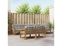 Vidaxl Conjunto De Sofás Para Exterior 7 Pcs Natural E Cinzento-claro